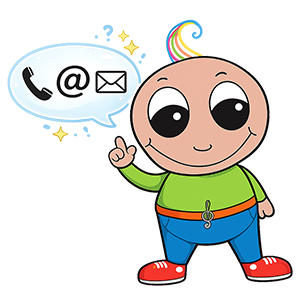 Leo, a mascote da Compasso, com balão de contacto